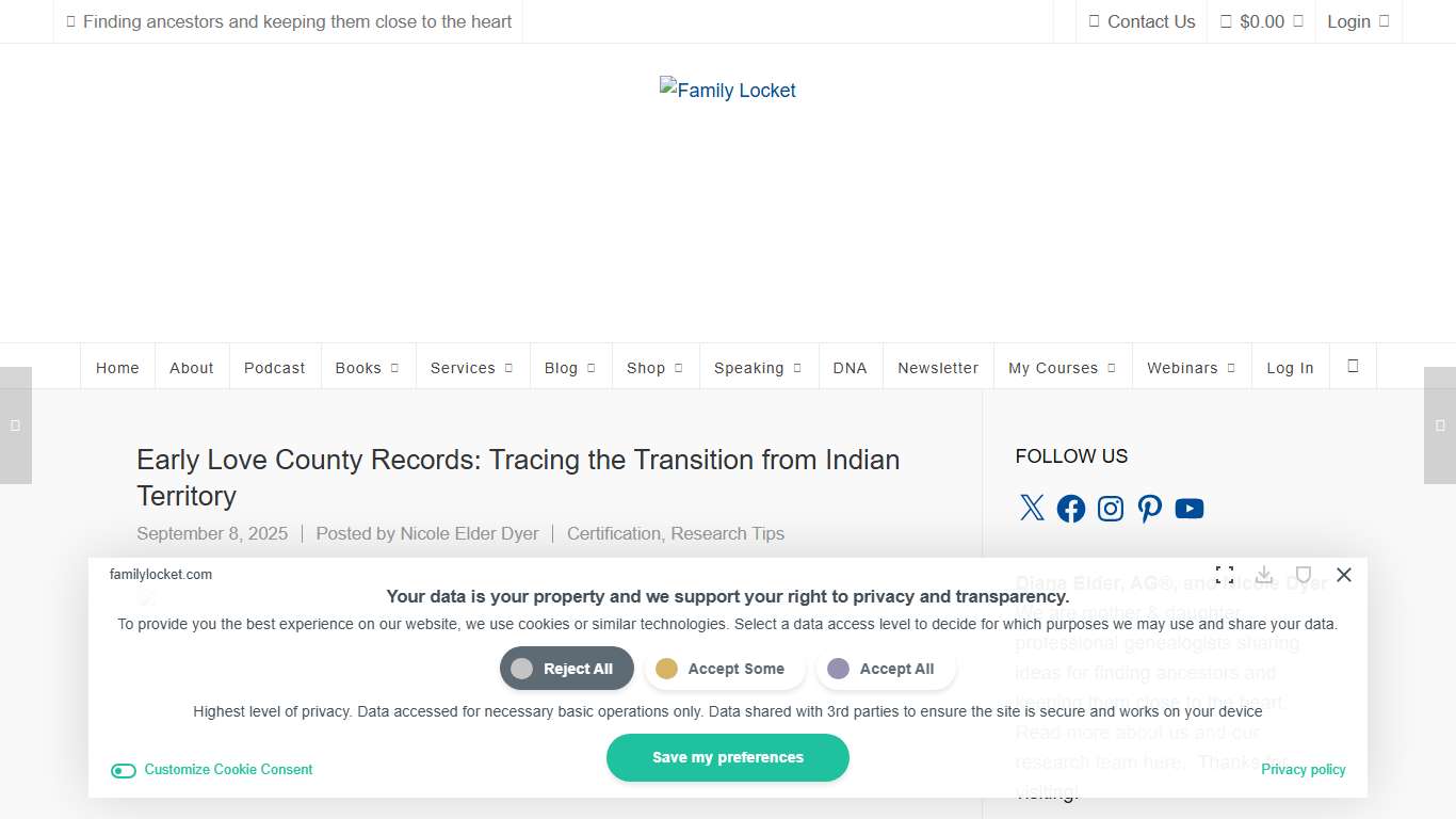 Early Love County Records: Tracing the Transition from Indian Territory – Family Locket