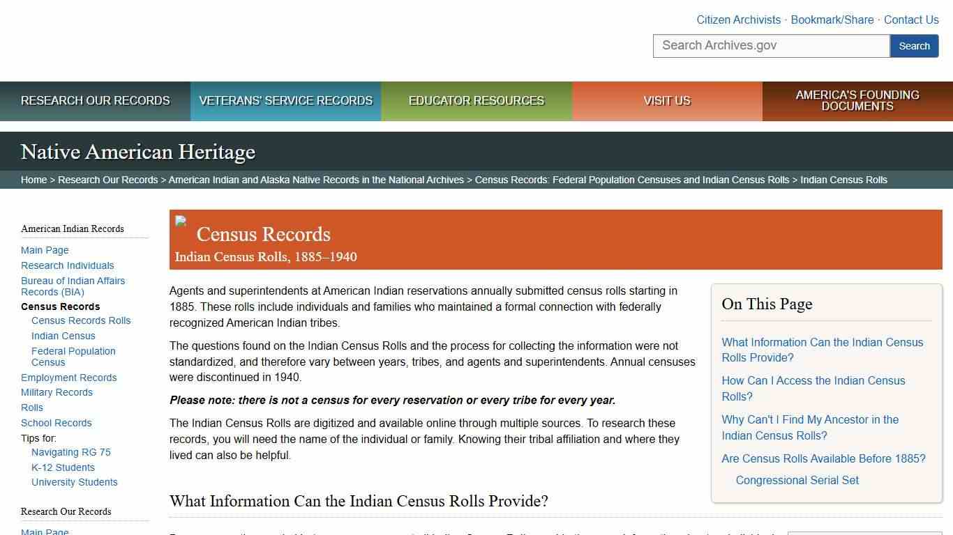 Indian Census Rolls National Archives